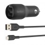Belkin | BOOST CHARGE | Dual USB-A Car Charger 24W + USB-A to Lightning Cable - 6